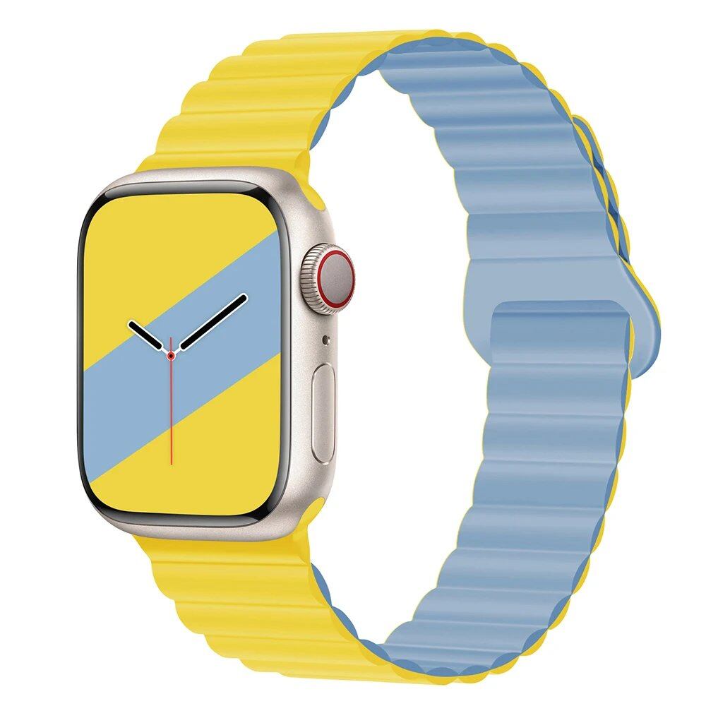 Silicone Loop Magnetic Strap for Apple Watch - Compatible with iWatch Series 8/SE/6/7/Ultra 2/9/10 (44mm/40mm/45mm/49mm/41mm/42mm/46mm) - Band Color: mm; Ships from: Parallel Import