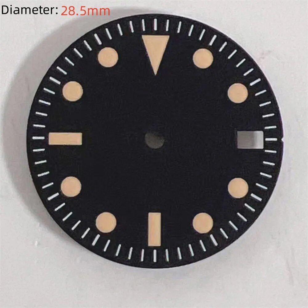 NH35 Dial, 28.5mm, Orange, Single Calendar, Green Luminous Dial, Compatible with NH35/NH36 Movement, Watch Part, Parallel Import