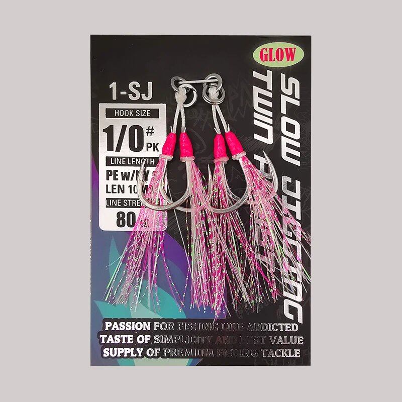 1-SJ Slow Jigging Twin Assist Mustad Hook Glow Jigging Hook for Black Porgy (Sea Bream) Sea Fishing, Hook -0, Parallel Import