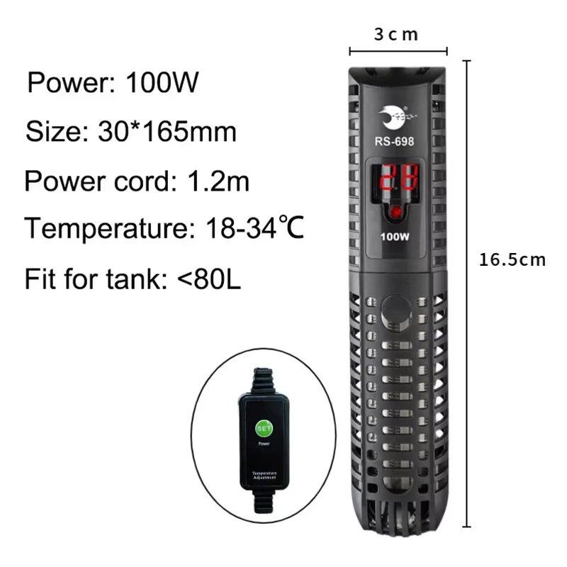 Submersible Aquarium Heater with Thermostat, 220-240V, 50-500W, Size: 220V; Color: 00W, Parallel Import