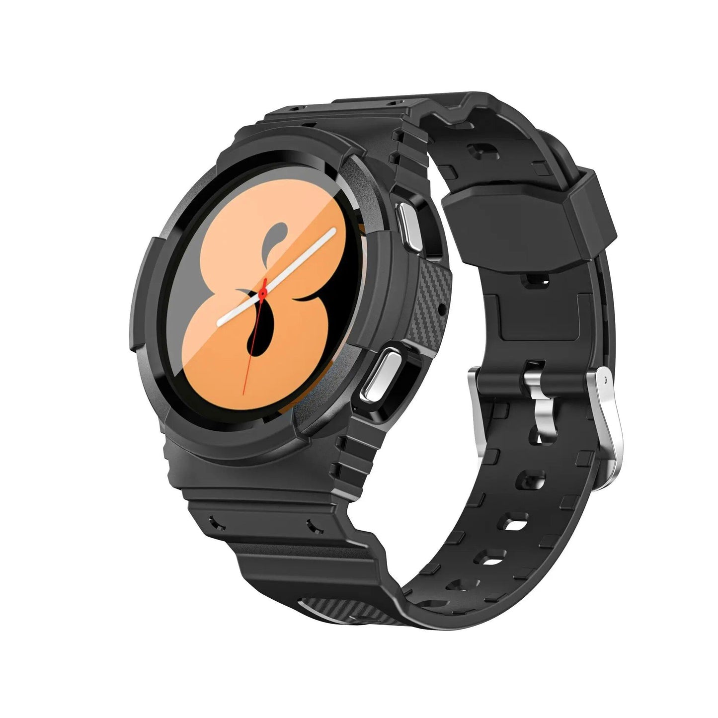 Carbon Fiber Band + TPU Reinforced Case for Samsung Galaxy Watch 4 (44mm, 40mm) and Galaxy Watch 4 Classic (46mm, 42mm). Compatible with straps. Band Color: mm. Parallel Import.