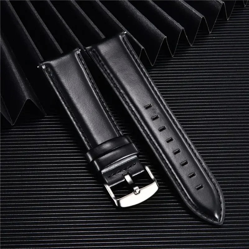 Quick Release Leather Watch Band, 18mm, 20mm, 22mm, Business Watch Strap, Black, Brown, Soft Bracelet, Watch Accessories, Band Color: mm, Parallel Import