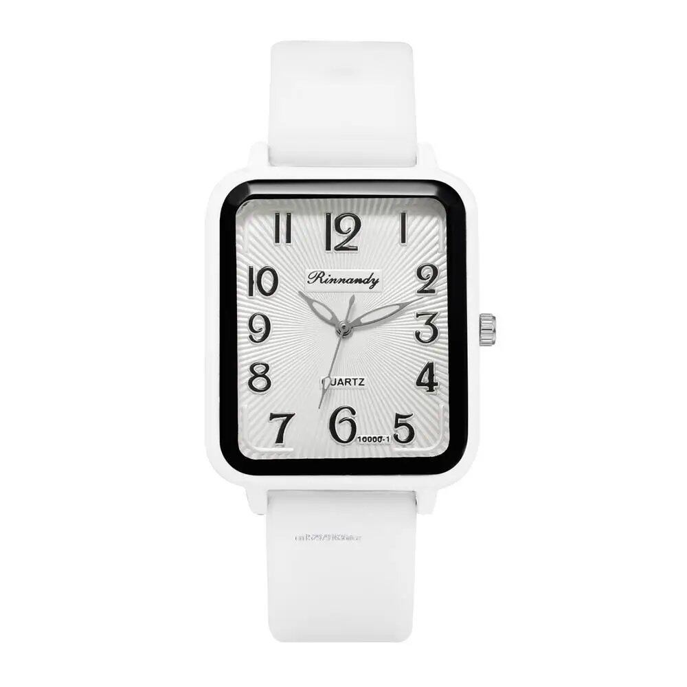 Hot Sale Fashion Ladies' Brand Watch, Leisure, Rectangle Digital, Simple, Women's Quartz Watch with Silicone Band, Sports Watch, Color: Parallel Import