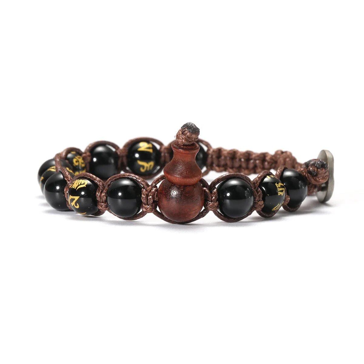 Natural Stone Prayer Bracelet, Tibetan Prayer Beads, Handmade Men's and Women's Bracelet, Yoga & Meditation Jewelry, Metal Color: Style, Parallel Import