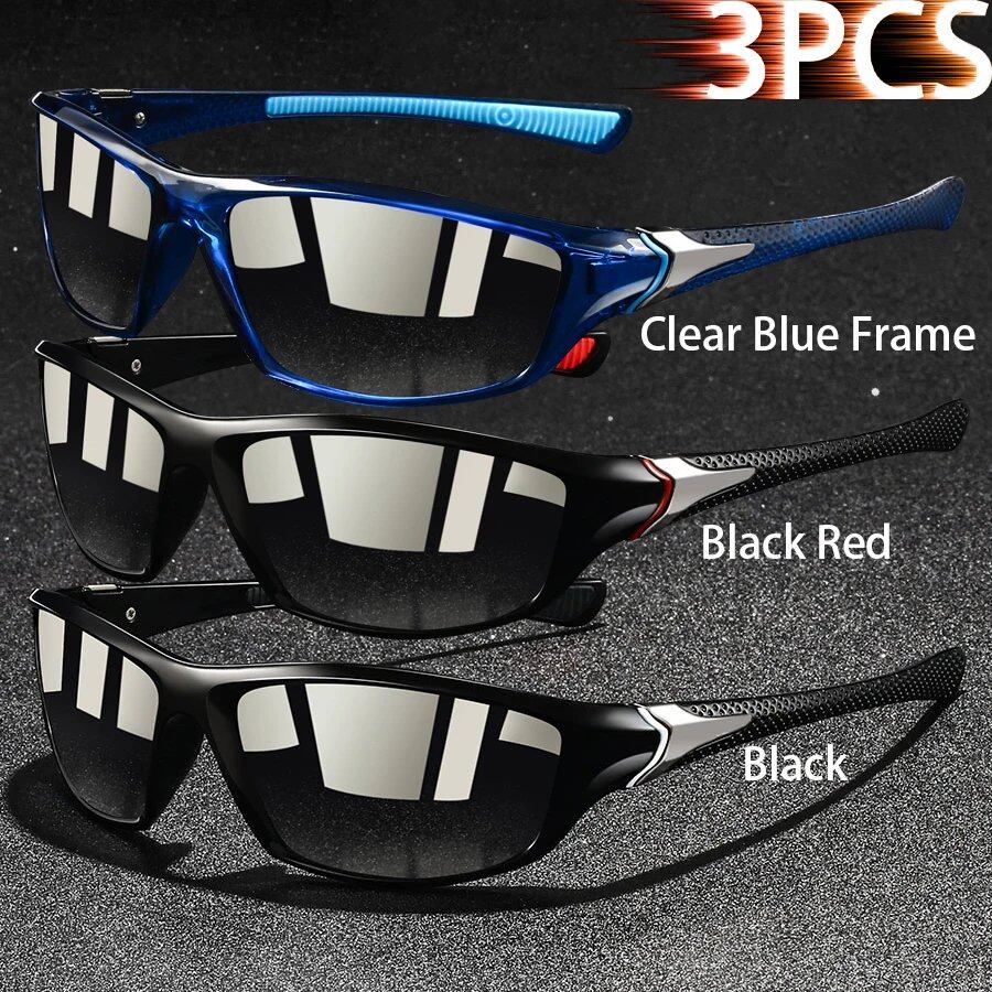 Set of 1, 2, or 3 Retro Sports Sunglasses for Men and Women, Ideal for Fishing, Running, Cycling, Climbing, and Outdoor Sports, UV400 Protection, Anti-Glare Lens Color: Parallel Import