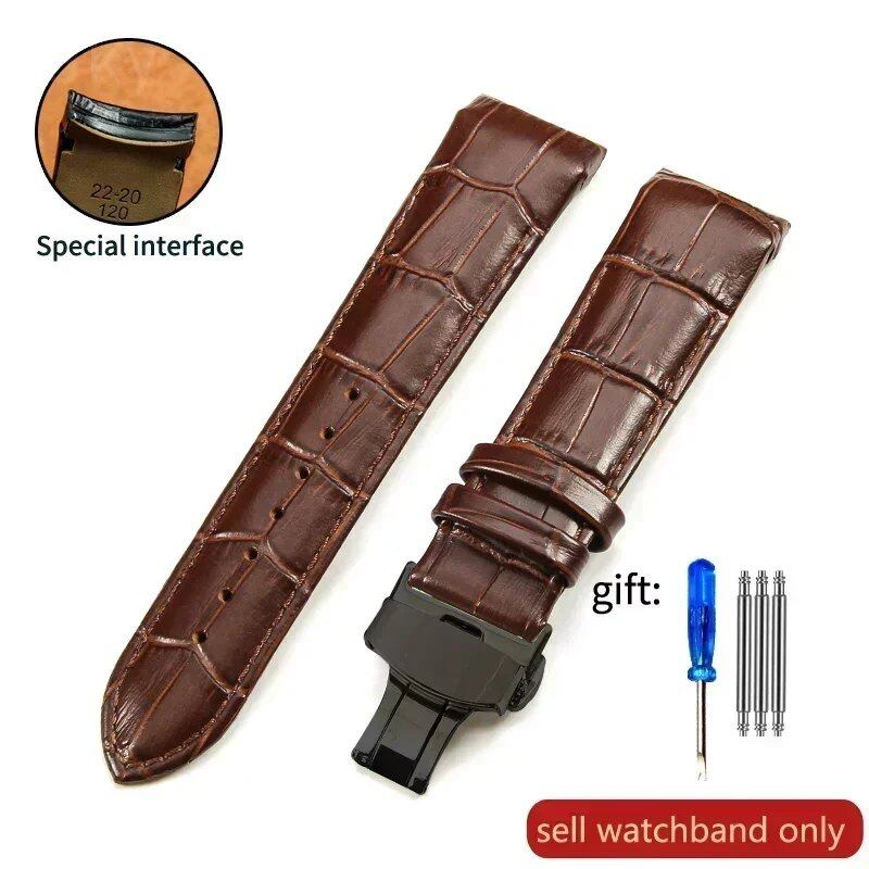 Genuine Cowhide Calfskin Watch Band with Butterfly Buckle for Tissot T035, 22mm, 23mm, 24mm, Black Band, Parallel Import