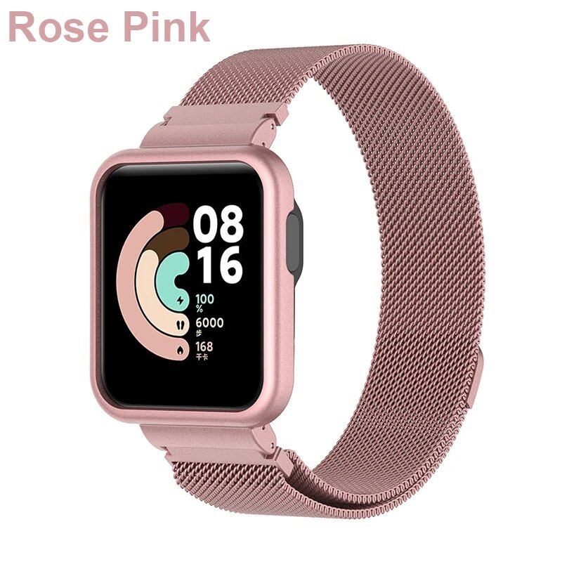 「Xiaomi Mi Watch Lite / Redmi Watch 2 / 3 Active 対応 金属ストラップ バンド - ケースプロテクター&マグネットループ付き 交換用ブレスレット」 サイズ:ストラップ 並行輸入品