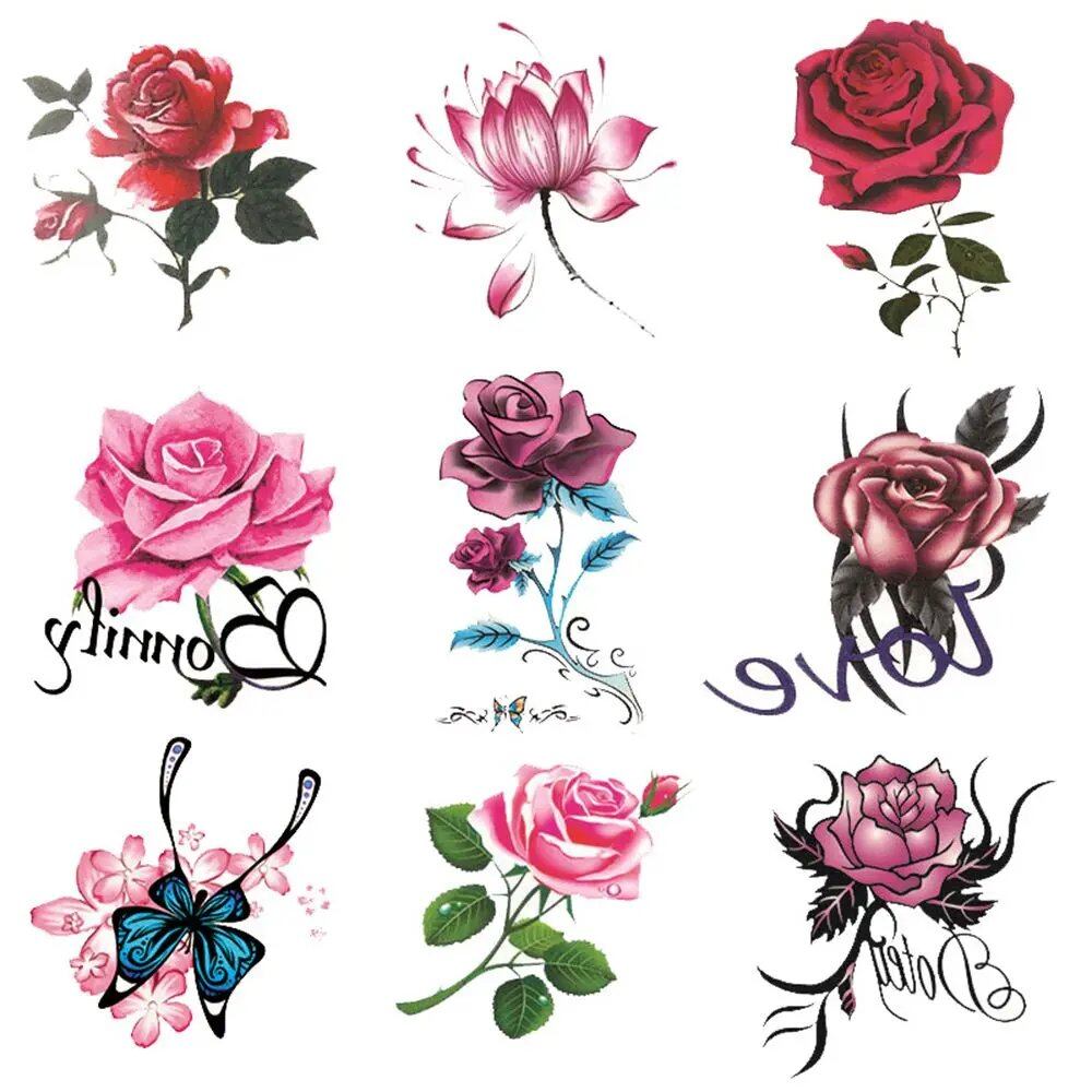 10/20/30/50 Sheets of Waterproof Temporary Tattoo Stickers, Removable Body Art, Butterfly and Flower Designs for Men and Women, Stylish, Imported
