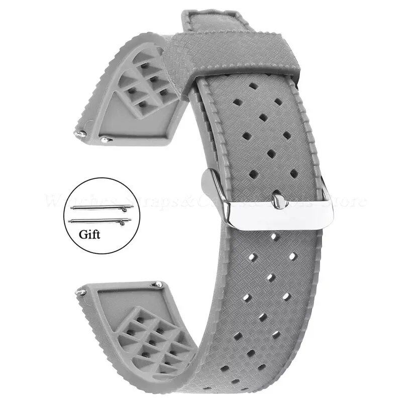 Premium-grade Tropic Silicone Watch Strap, 20mm, 22mm, Seiko, Oris, Omega, Quick Release, Diving, Waterproof, Rubber Bracelet, Band Color: mm, Parallel Import