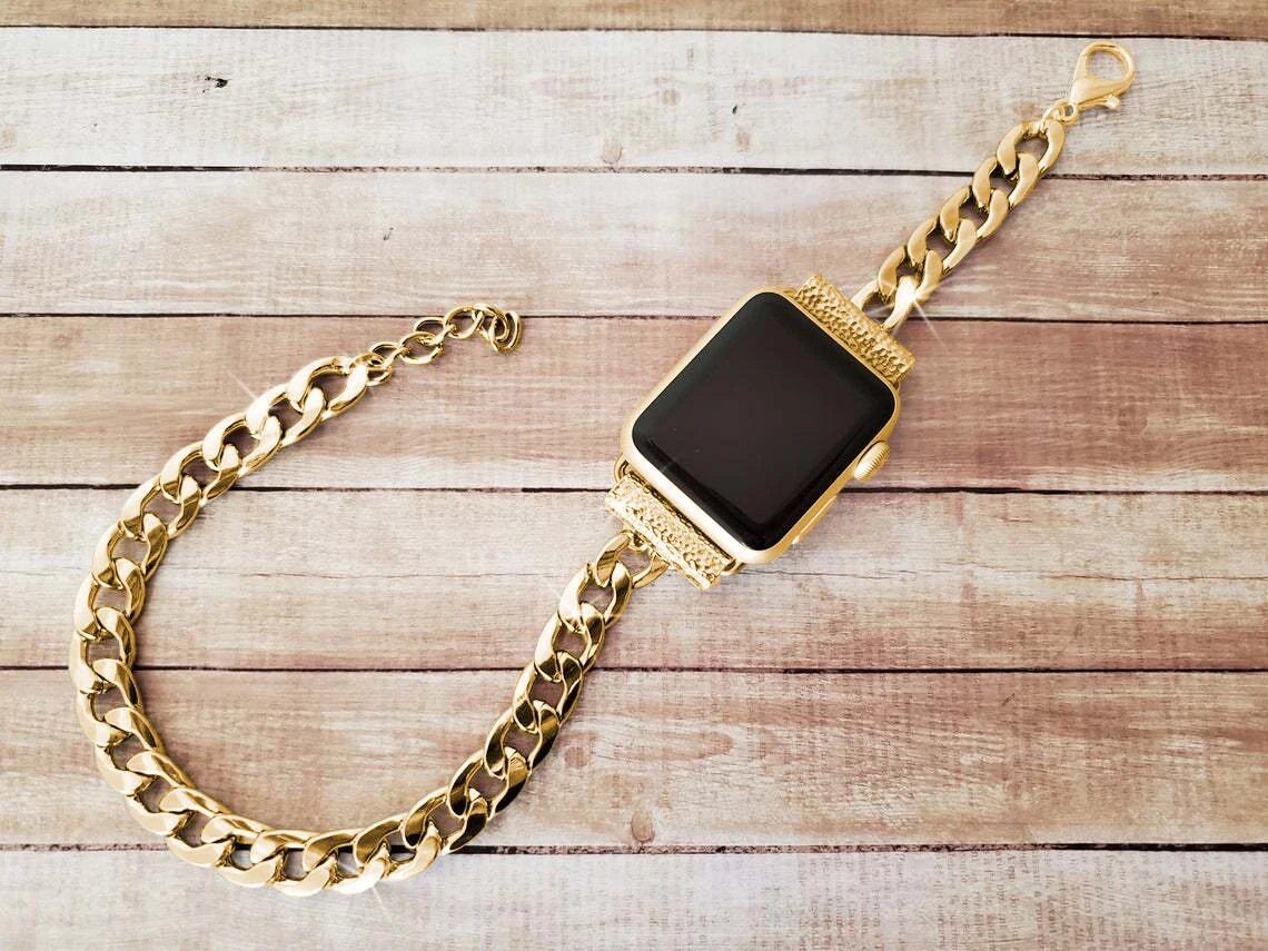 Apple Watch Band, Stainless Steel, Double Circle Metal Strap - Compatible with Apple Watch Series 7/6/SE/5/4/3, 40mm, 44mm, 41mm, 45mm, Women's, Band Color: Parallel Import