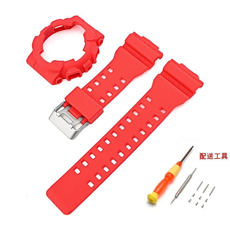 Silicone Watch Strap for CASIO GA-100/110, GD-100/110/120, GLS-100, GAX-100, and G-SHOCK GA100 (Includes Case, Strap, and Bezel Replacement Tool) Band Color: Parallel Import