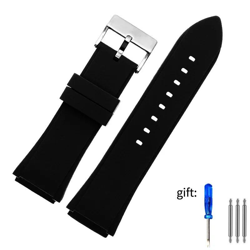 22mm Blue & Black High-Quality Silicone Rubber Watch Strap for GUESS Watches U0247G3, W1058G2, and W0040G3. Band Color: Blue; Band Width: 22mm. Parallel Import.