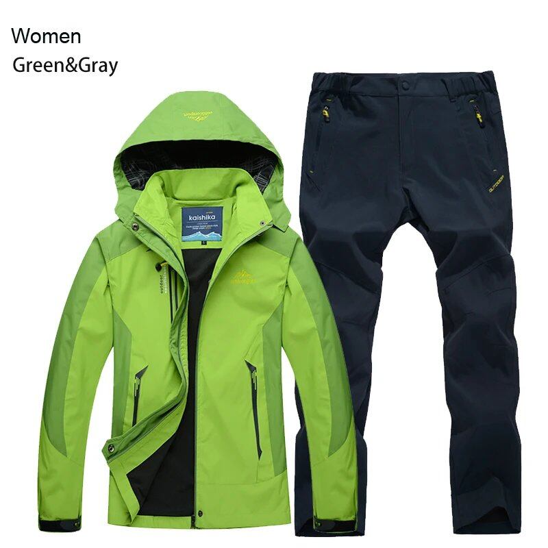 TRVLWEGO Women's Jacket & Pants Hiking Set, Camping, Spring/Autumn Outdoors, 20,000mm Waterproof, Windbreak Suit, Trekking Coat & Trousers, Size: Parallel Import