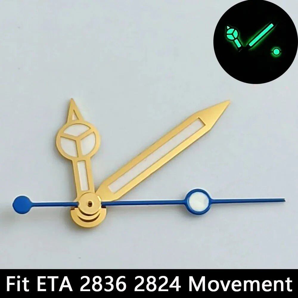 High-quality watch hands, blue-green/green luminous hands, compatible with N H35 NH36/ETA 2836 2824/8205 8215 movements. Color: Parallel import.
