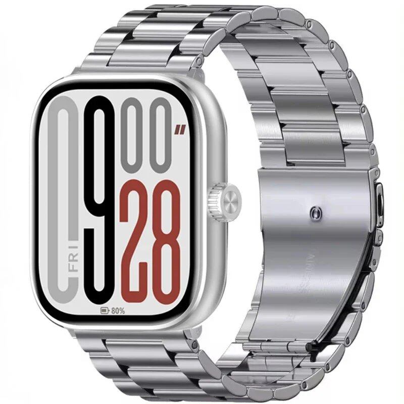 Metal Strap for Redmi Watch 5/4 - Compatible with Xiaomi Band 9 Pro / Mi Band 8 Pro, Comfortable and Breathable Replacement Wristband, Bracelet, Band Color: Black, Band Width: Parallel Import