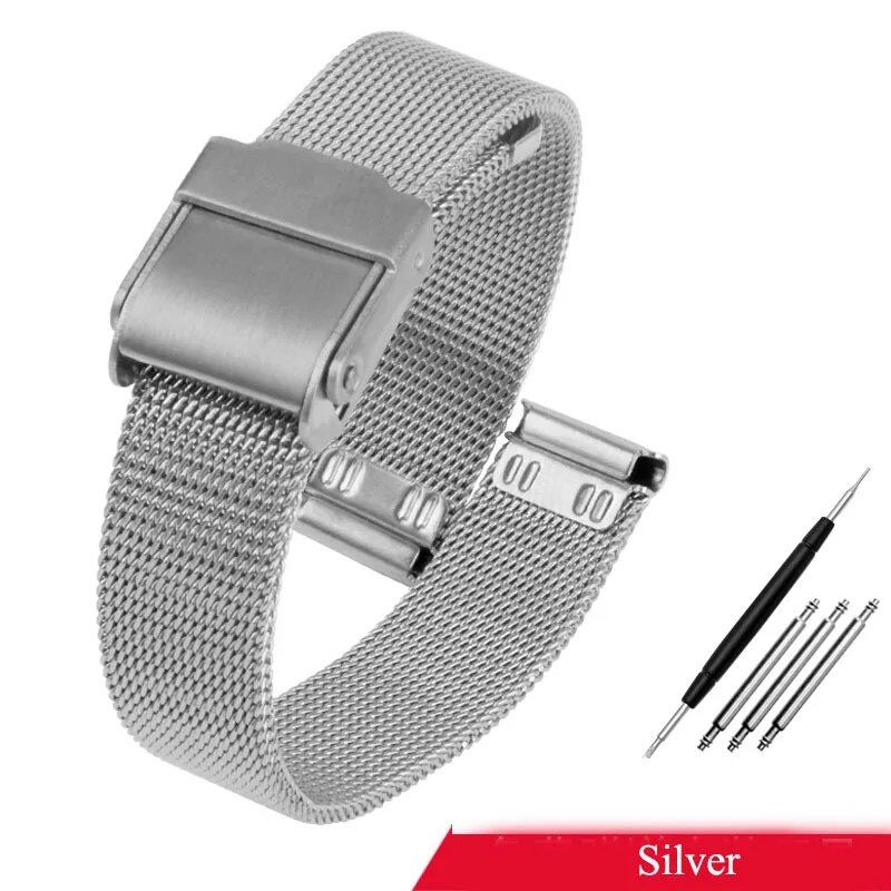 Milan Mesh Watch Strap for Casio, Silver and Gold, Retro Style, Women's, Stainless Steel, 13mm and 14mm, Compatible with LA670, LA680, and LA690, Band Color: mm, Parallel Import