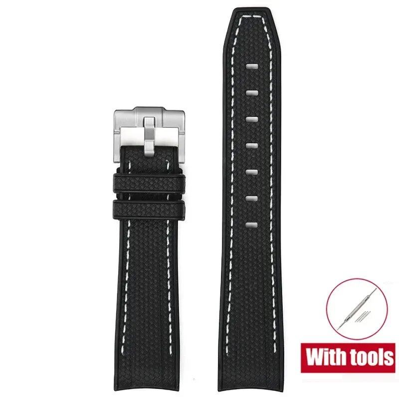 20mm Diving Strap with Curved Ends for Omega and Swatch Moonwatch, Silicone Rubber, Compatible with Rolex, Men's and Women's, Band Color: 20mm; Band Width: 20mm, Parallel Import