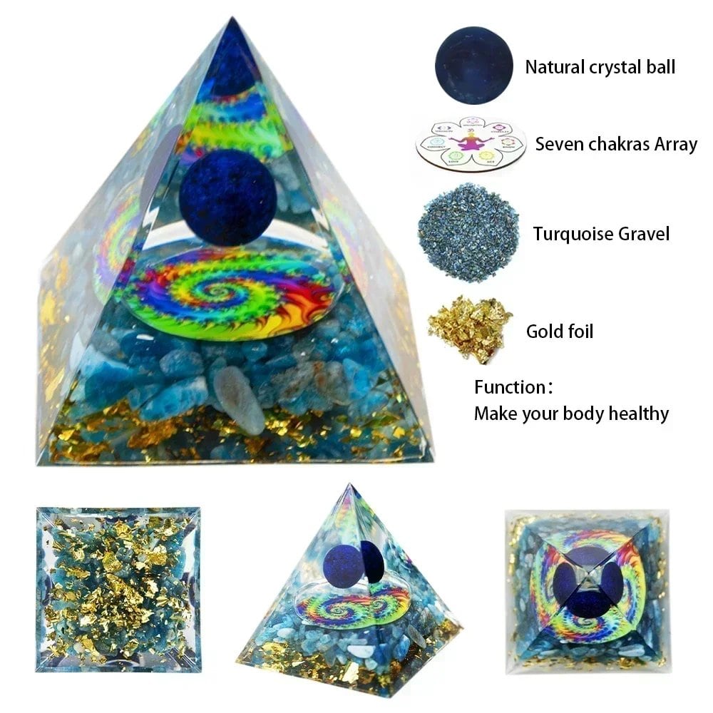 天然水晶エネルギー発生器ピラミッド ペリドット アメジスト レイキヒーリング チャクラ 樹脂製ピラミッド エジプト風デコール ルームデコレーション 1個 並行輸入品
