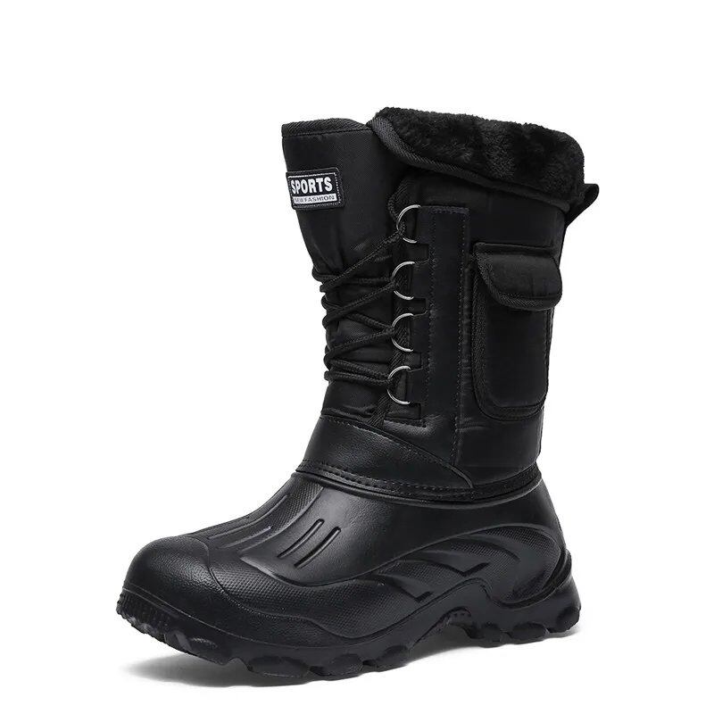 New Winter Camouflage Snow Boots/Rain Shoes for Men, Waterproof and Warm with Plush Fur for Casual, Work, and Motocross. Parallel Import.