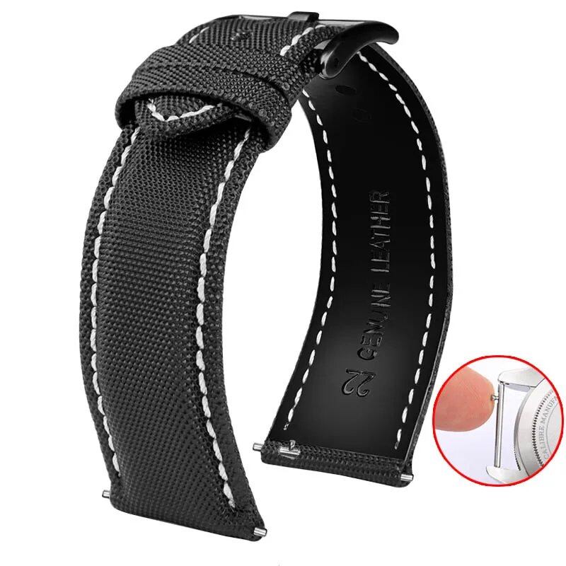 20mm, 21mm, 22mm, 23mm, 24mm Nylon & Leather Watch Band for Tag Heuer, Citizen, and Seiko 5. Men's and Women's Canvas Watch Strap. Band Color: mm. Parallel Import.
