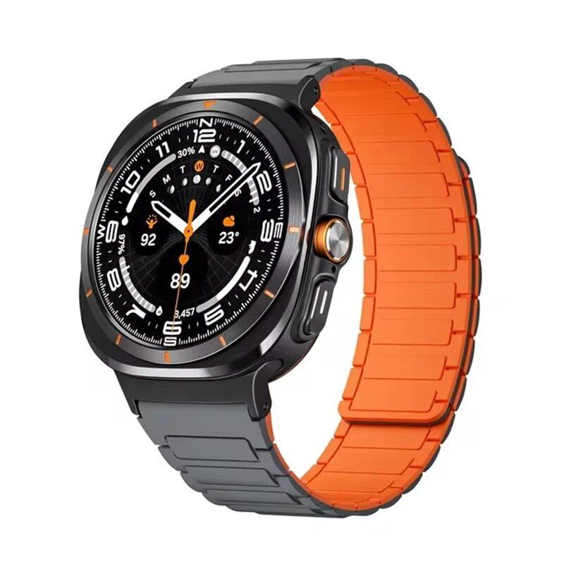 Magnetic Silicone Sport Band for Samsung Galaxy Watch 7 Ultra (47mm), Soft Lapped Bracelet, Gapless Strap, Band Color: Compatible with Galaxy Watch Ultra; Band Width: Compatible with Galaxy Watch Ultra (Parallel Import)
