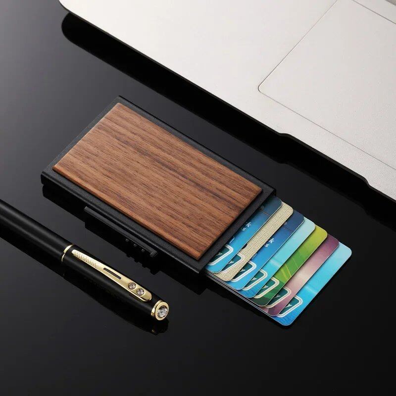 メンズ スリム財布 PUレザー IDカードホルダー RFID防盗 スマートウォレット アルミ合金 クレジットカードホルダー ミニパース 女性用 並行輸入品