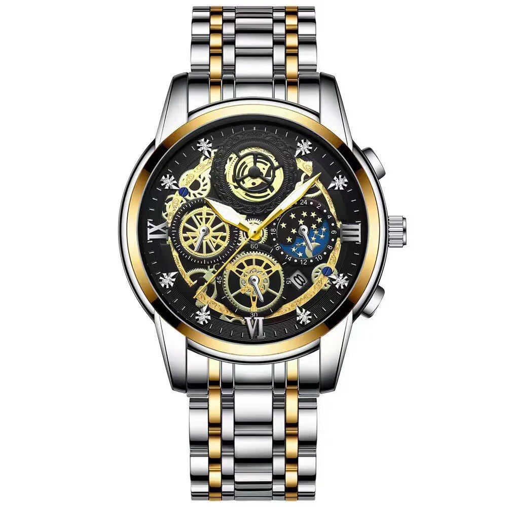 BINBOND B4010 Fashion Casual Quartz Men's Watch with Stainless Steel Strap, Luxury Dial, Luminous Display, 30M Water Resistance, Parallel Import