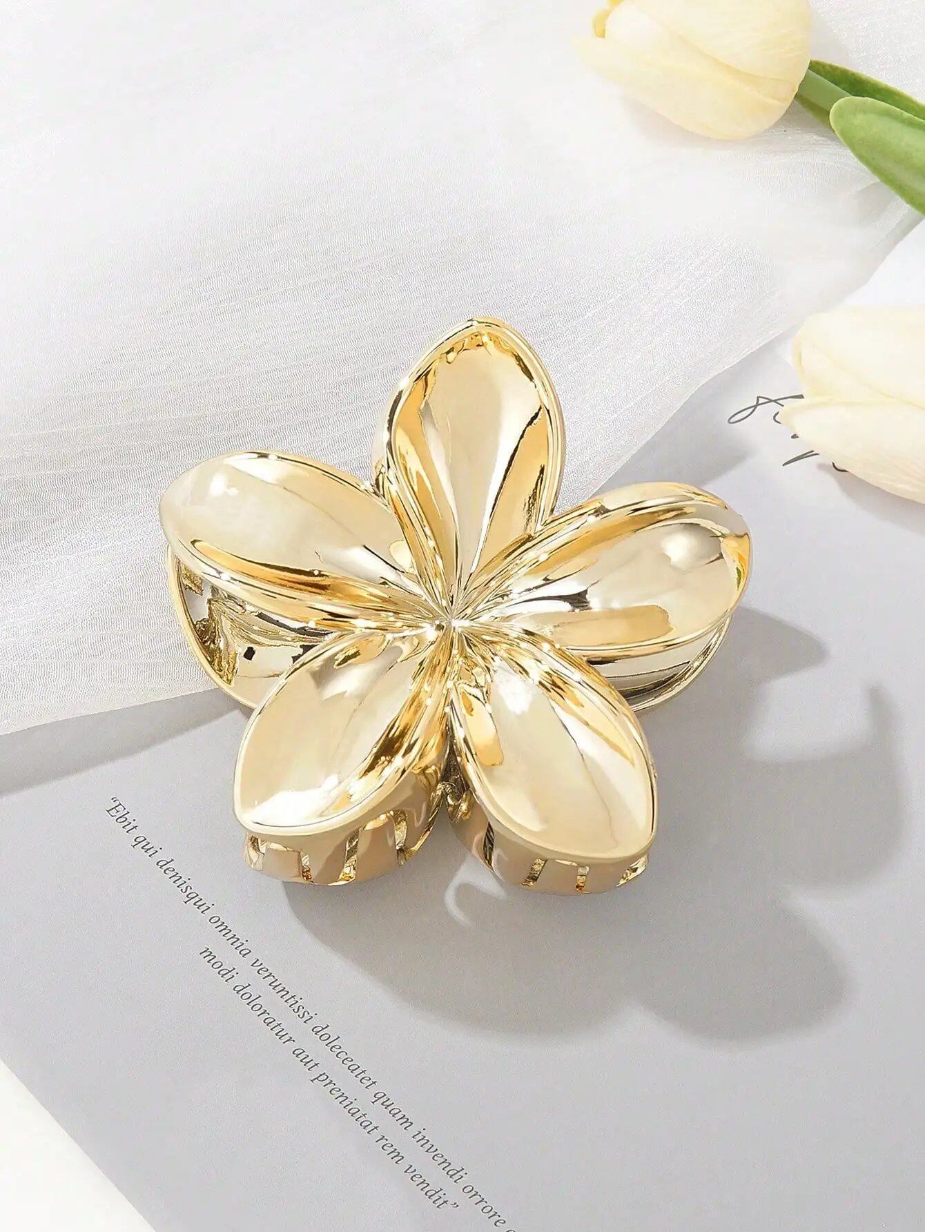 1/2 Piece Stylish Simple Shiny Oval Flower Hair Claws for Women and Girls, Party Hair Accessories, Parallel Import