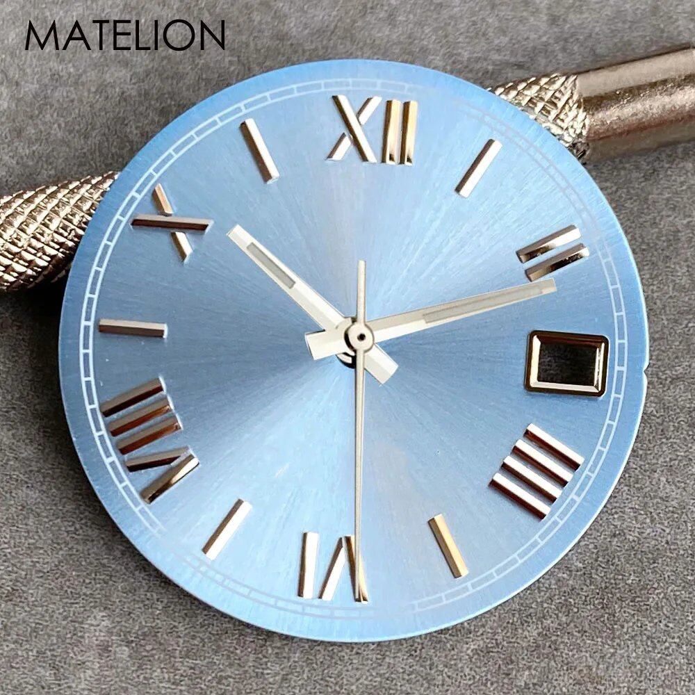 29mm Sunburst Dial Roman Dial Compatible with NH35, NH36, NH38, NH70, NH71, NH72, 4R35, and 4R36 Automatic Movement with Metallic Markers and DJ Hands (Parallel Import)