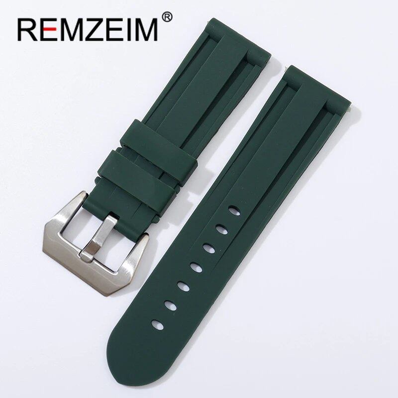 Soft Silicone Sports Watch Band, Waterproof, Men's Replacement Strap with Black Buckle, Compatible with 22mm, 24mm, and 26mm Watches, Band Color: mm, Parallel Import
