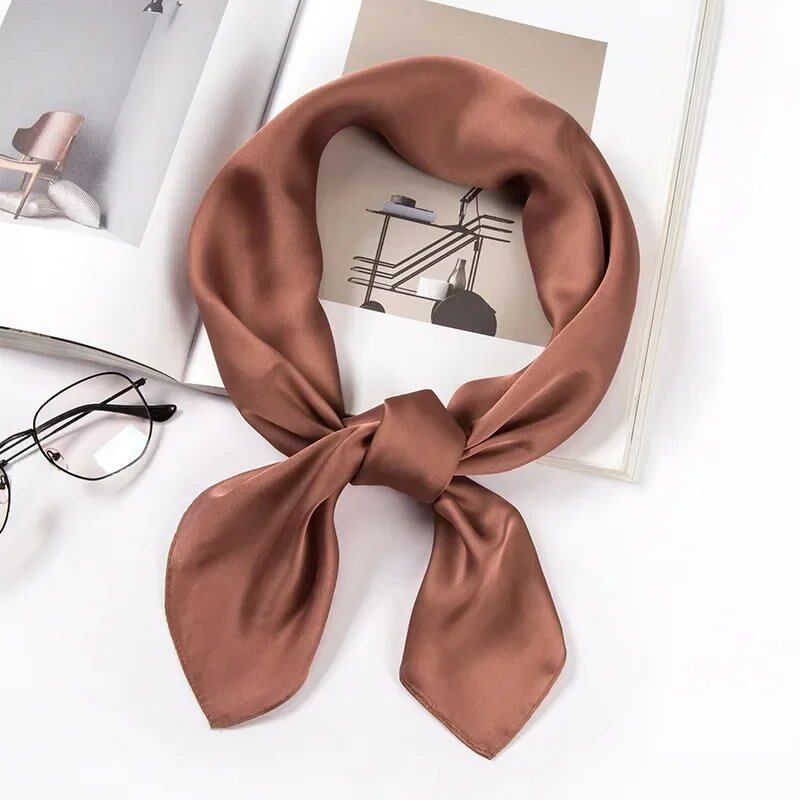 Women's 70cm Solid Shiny Satin Scarf, Square Headscarf, Stylish Neck Accessory, Bag Scarf, Wholesale Parallel Import