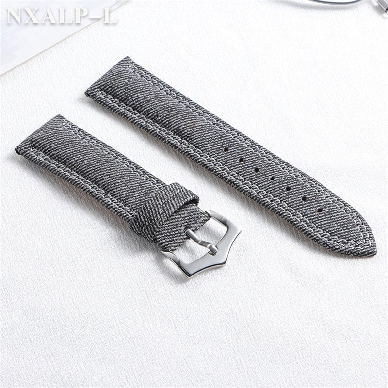 Denim, Canvas, Nylon Watch Strap, 18mm, 20mm, 22mm Leather Watch Band, Compatible with Seiko and Omega Watches, Bracelet, Smartwatch Wristband, Accessories, Band Color: mm, Parallel Import