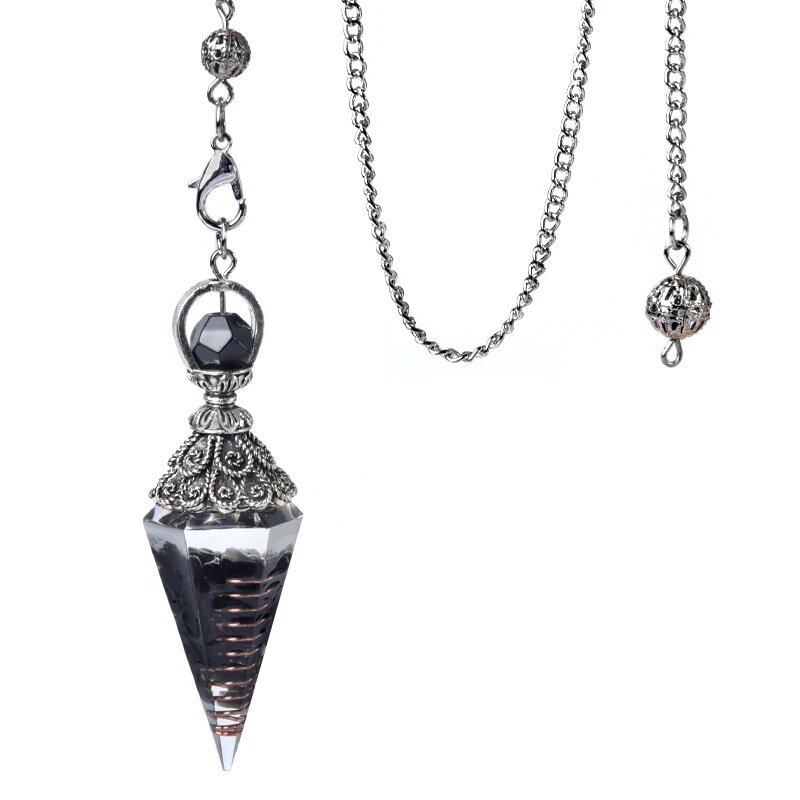 1 Orgone Pendulum for Energy Healing, Chakra Divination, with Tip, Natural Crystal Stone Chip Bead Pendant, Yoga, Meditation Pendant; Product Diameter: 18 x 60mm, Parallel Import