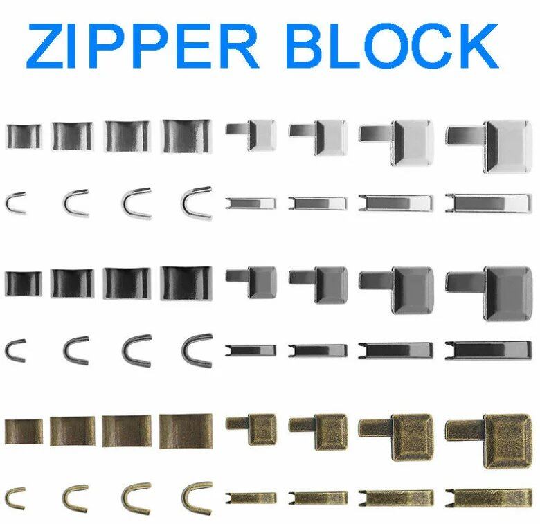 10/24 Pack of 123 Metal Zipper Head Sliders, Stoppers, Insert Pins, Zipper Top End Repair Kit for Coats, Jackets, and Clothing, Colors Available, Parallel Import