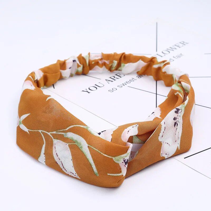 Women's Summer Bohemian Print Headband, Retro Cross Turban, Bandage Bandana, Hair Accessory, Head Wrap, Parallel Import