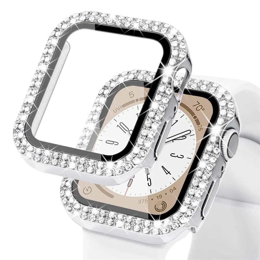 アップルウォッチ用 ブリングガラス+カバーケース 44mm 45mm 41mm 40mm 42mm ダイヤモンドバンパー+画面保護フィルム対応 iWatchシリーズ7/8/9/5/6/SE 並行輸入品