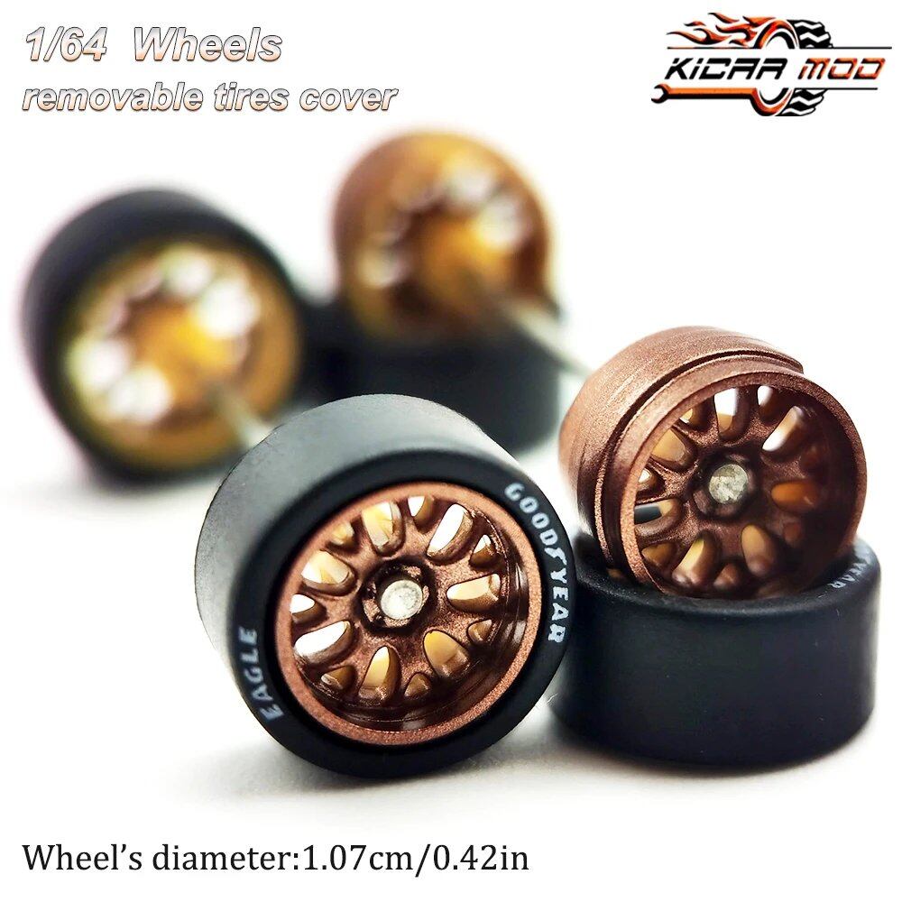1/64 Scale Diecast Model Car BBS LM-R Re-Fighting Parts Wheel Set with Rubber Tires (D:11mm) - Compatible with Hot Wheels, Matchbox, and Tomica - Parallel Import