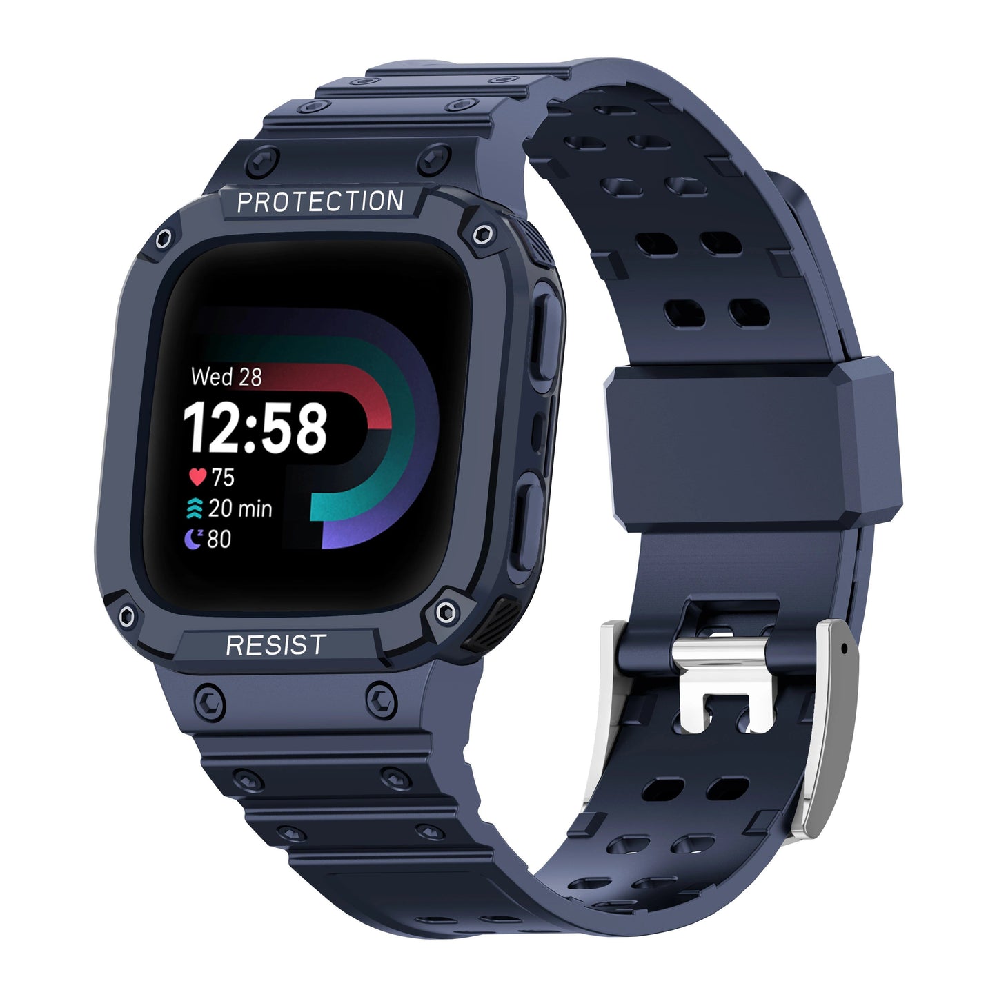 All-in-one strap with protective case for Fitbit Versa 1234 - Versa Lite/Sense compatible TPU drop-resistant sports replacement band. Band Color: Parallel Import