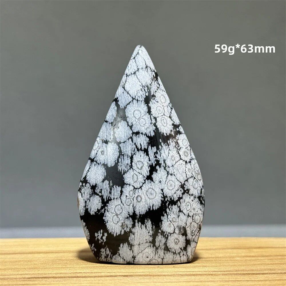 Snowflake Obsidian Freeform Ornament with Natural Quartz, Reiki, Meditation, Healing, Witchcraft, Energy Decoration, Home Gift, Color: Parallel Import