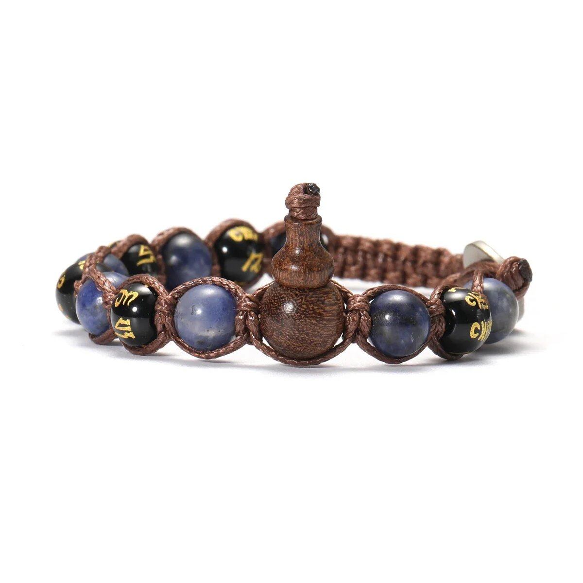 Natural Stone Prayer Bracelet, Tibetan Prayer Beads, Handmade Men's and Women's Bracelet, Yoga & Meditation Jewelry, Metal Color: Style, Parallel Import
