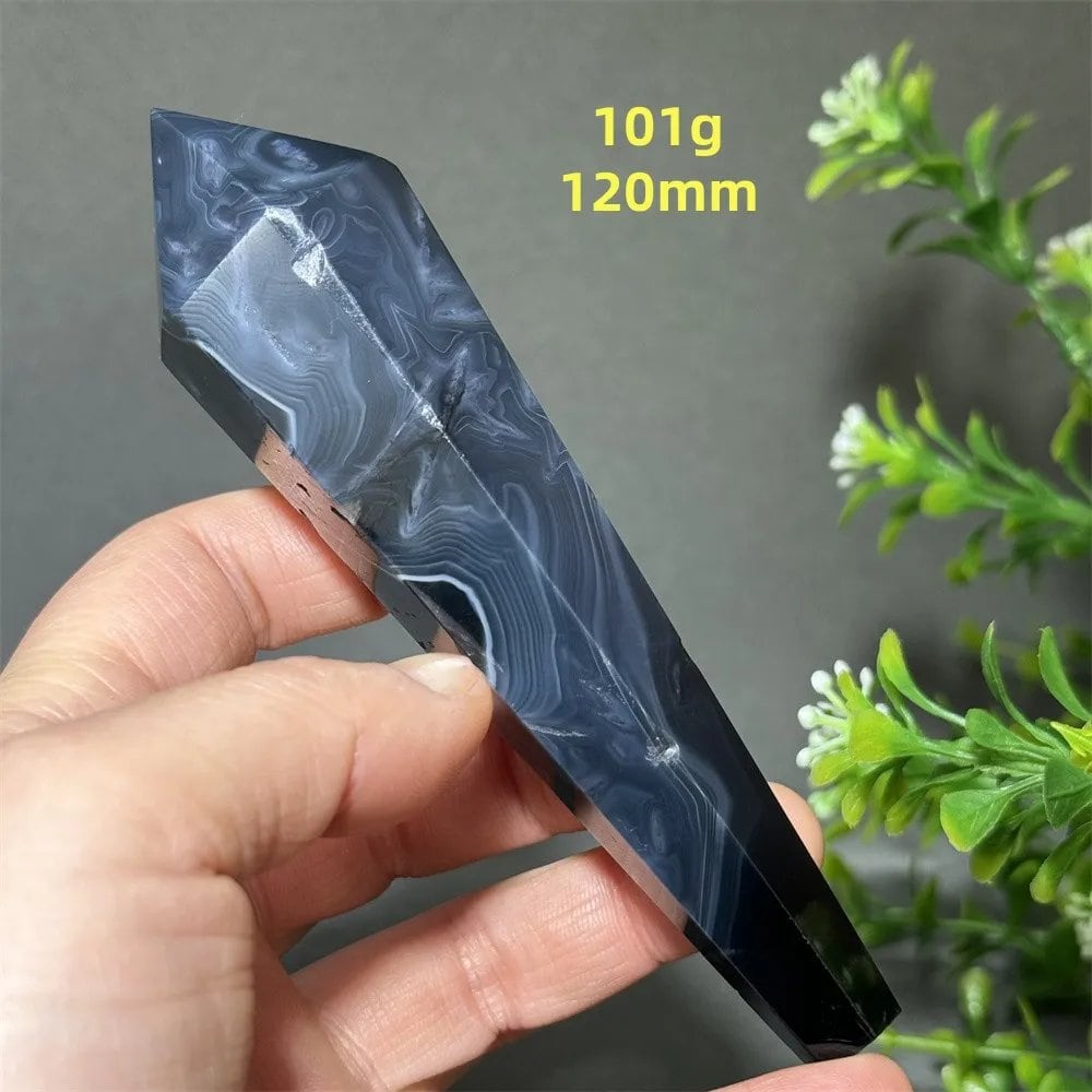 天然ブラックオニキスチップ セプター 超パワー レイキエネルギー チャクラ スピリチュアルヒーリング ウィザード ウィッチクラフト 瞑想 ホームデコレーション ギフト カラー: 並行輸入品
