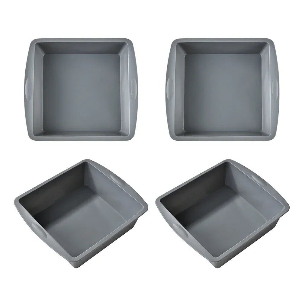 Silicone Square Cake Plate for 1/4 Cake, Non-Slip Handle, Heat-Resistant, Oven and Air Fryer Safe, Ideal for Brownie and Cake Baking (Imported)