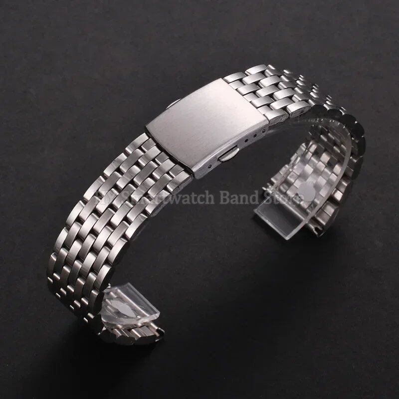 18mm, 20mm, 22mm Stainless Steel Watch Band Replacement for Men and Women, Sports Wristband, Heavy-Duty Folding Buckle, Bracelet Accessory, Band Color: Silver, Parallel Import