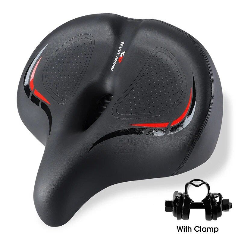 WEST BIKING Wide & Thick Bicycle Saddle, Soft Shock Absorption, Oversized Bike Cushion, Hollow Breathable, MTB Road Cycling Seat, Color: ; Ships from: Parallel Import