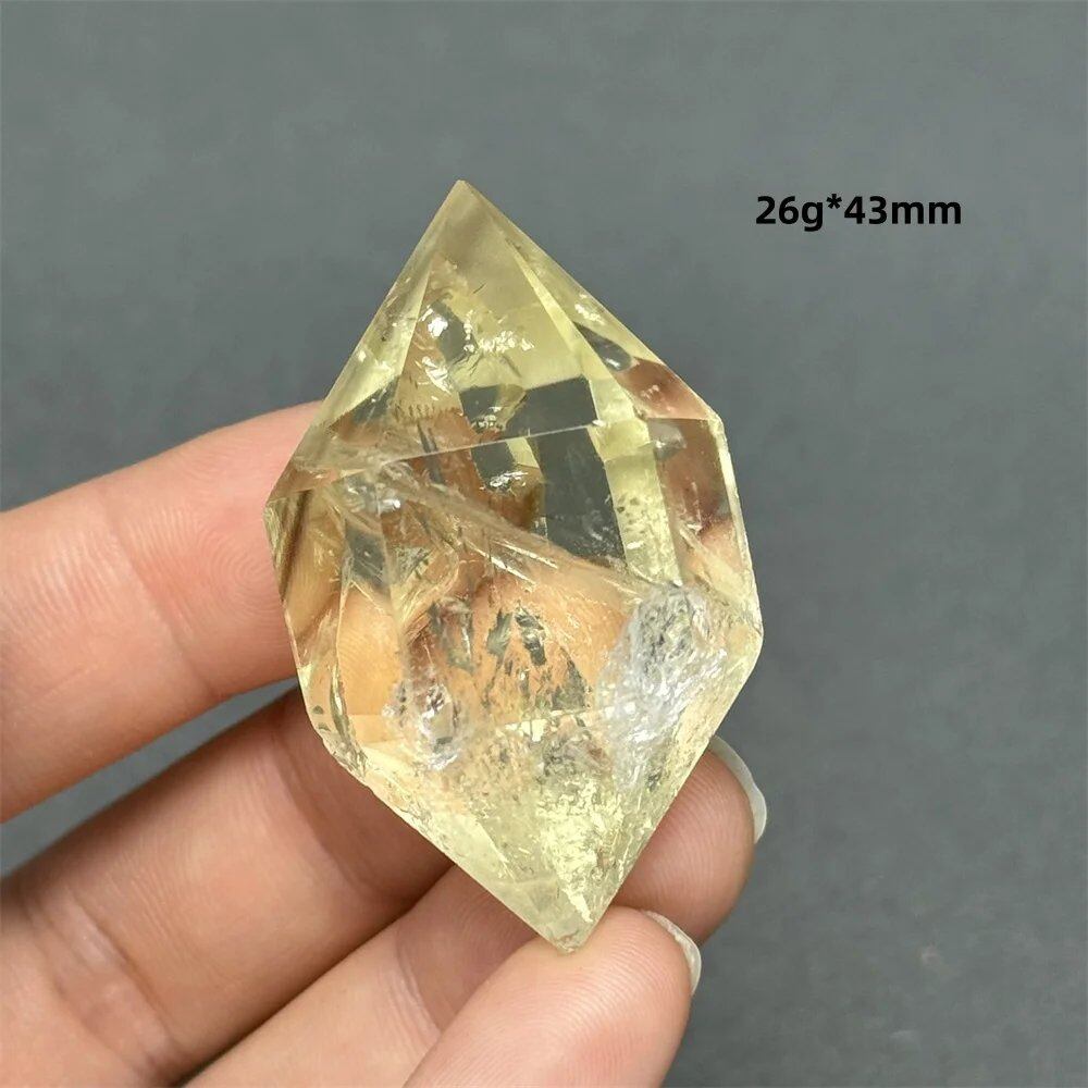 Natural Clear Citrine Double Tip Energy Bar, Reiki Healing Crystal Point, Garden Home Decor, Meditation, Spiritual Color, Parallel Import