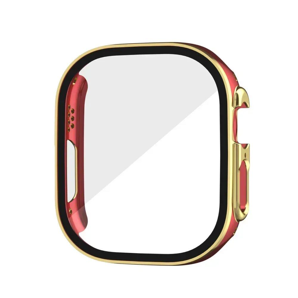 Tempered Glass Case for Apple Watch Ultra 2 (49mm), Screen Protector Frame Cover, Compatible with iWatch Ultra 49mm, Tempered Glass Protection, 49mm Accessories, Color: Black; Shipped from: Parallel Import