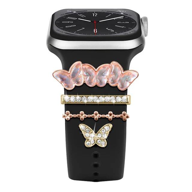 Diamond Jewelry-Embossed Band for Apple Watch Ultra 2, 9, 8, and 7, Compatible with Samsung and Huawei, 20/22mm Bracelet Strap, Band Color: ; Ships from: Parallel Import
