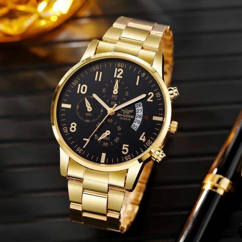 1 Men's Luxury Watch, Stylish Business Watch with Calendar Function, Stainless Steel Strap, Christmas or Valentine's Day Gift, Color: Parallel Import
