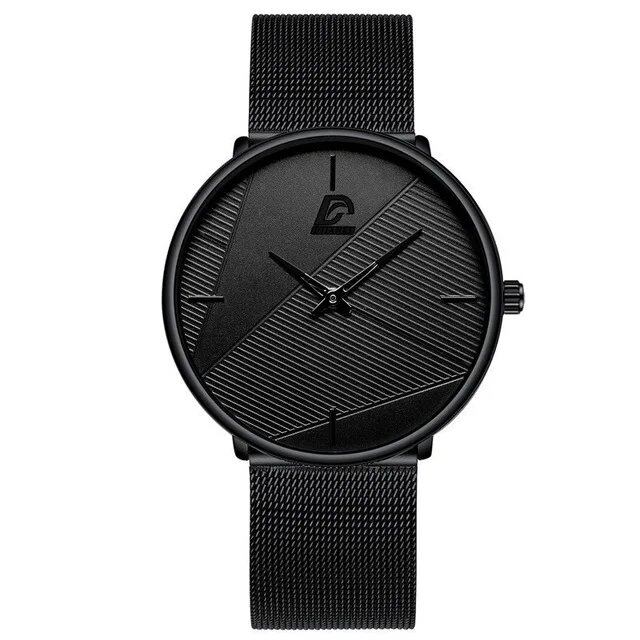 Fashionable Men's Minimalist Watch, Simple Business Style, Ultra-Thin, Stainless Steel Mesh Strap, Quartz Movement, Relogio Masculino, Color: Parallel Import