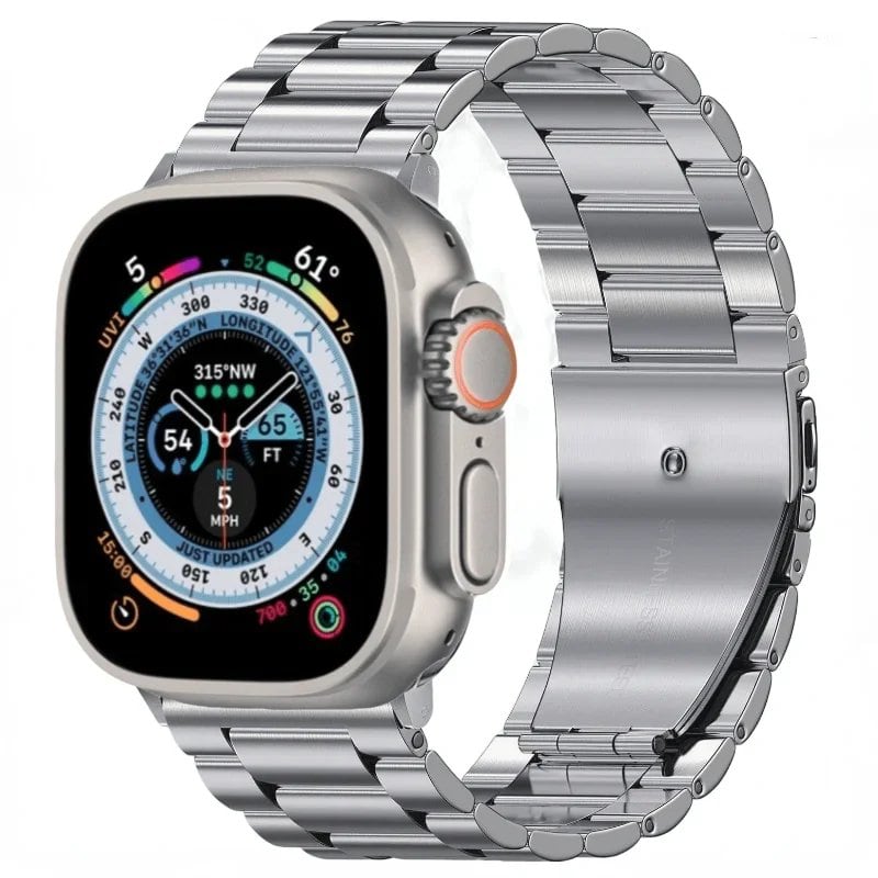 Stainless steel metal band compatible with Apple Watch 10, 9, 8, 7, 46mm, 45mm, 41mm, Ultra2, 49mm, men's and women's replacement strap, iWatch 6 strap, band color: parallel import